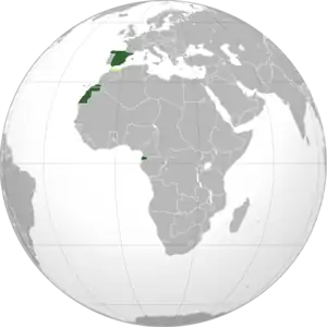 * &nbsp;&nbsp;&nbsp;&nbsp;&nbsp;Spania, Sahara Spaniolă și Guinea
* &nbsp;&nbsp;&nbsp;&nbsp;&nbsp;Protectoratul Marocului
* &nbsp;&nbsp;&nbsp;&nbsp;&nbsp;Orașul liber internațional Tanger