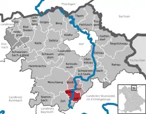 Poziția  Sparneck pe harta districtului Hof