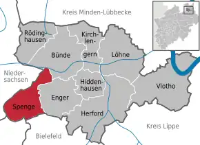 Poziția orașului Spenge pe harta districtului Herford