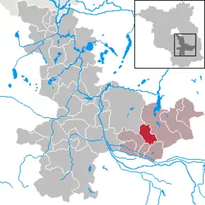 Poziția  Spreewaldheide pe harta districtului Dahme-Spreewald