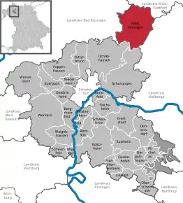 Poziția Stadtlauringen pe harta districtului Schweinfurt