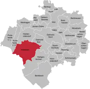 Poziția localității Hiddesen