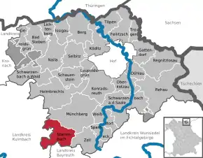 Poziția  Stammbach pe harta districtului Hof