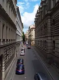 Strada Divadelní din cartierul Nové Město, înainte de explozie