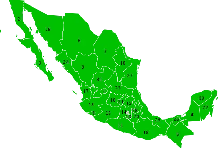 Statele Mexicului (fără insule)
