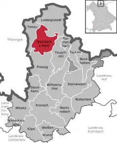 Poziția  Steinbach a.Wald pe harta districtului Kronach