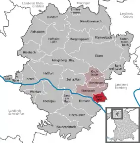 Poziția  Stettfeld pe harta districtului Haßberge