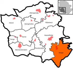 Poziția localității Stiege