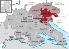Poziția orașului Stockach pe harta districtului Konstanz