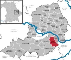 Poziția  Straßkirchen pe harta districtului Straubing-Bogen
