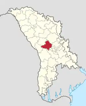 Raionul Strășeni pe harta Republicii Moldova