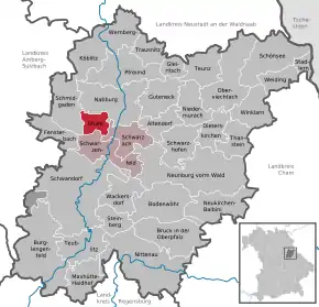 Poziția  Stulln pe harta districtului Schwandorf