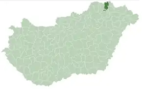 Poziția localității Microregiunea Abaúj–Hegyköz