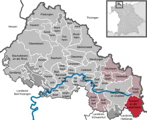 Poziția  Sulzdorf a.d.Lederhecke pe harta districtului Rhön-Grabfeld