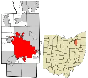 Poziția localității City of Akron  Orașul Akron
