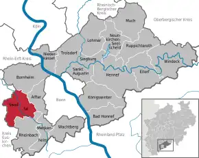 Poziția  Swisttal pe harta districtului Rhein-Sieg-Kreis