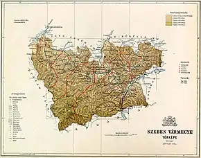 Poziția localității Comitatul Sibiu Szeben vármegye&nbsp;&nbsp;(maghiară)