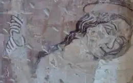 Detaliu din fresca "Legenda regelui Ladislau cel Sfânt" în navă