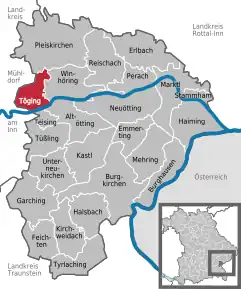 Poziția localității Töging am Inn