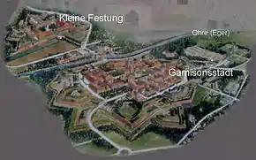 Poziția localității Lagărul de concentrare Theresienstadt