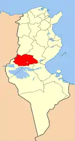 Harta guvernoratului Gafsa în cadrul Tunisiei