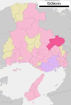 Poziția localității Sasayama