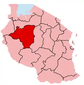 Harta regiunii Taboraîn cadrul Tanzaniei