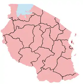 Harta regiunii Zanzibar Westîn cadrul Tanzaniei