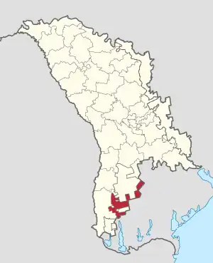 Raionul Taraclia pe harta Republicii Moldova