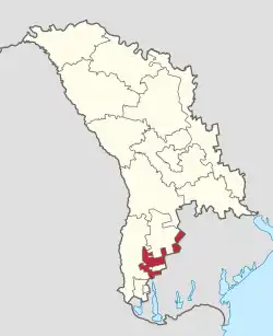 Harta Republicii Moldova, cu județul subliniat.