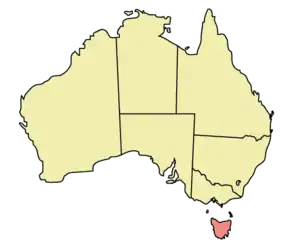 Poziția regiunii Tasmania