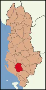 Poziția localității Districtul Tepelenë