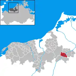 Poziția orașului Tessin pe harta districtului Bad Doberan