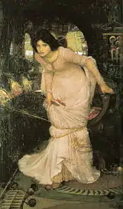Doamna de Shalott uitându-se la  Lancelot1894
