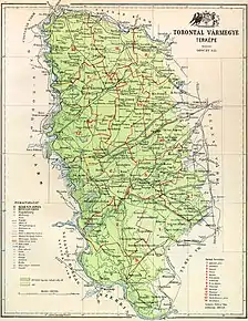 Poziția localității Comitatul Torontal (Torontál)