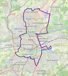 Poziția localității Tours