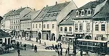 Tramvaiul cu aburi în Piaţa Sfatului, în 1900