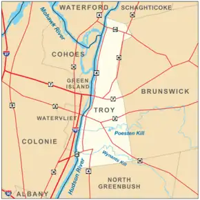 Poziția localității Troy