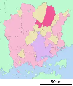 Poziția localității Tsuyama