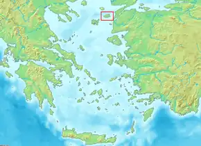 Poziția insulei Imbros în Marea Egee
