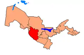 Harta regiunii Buhara  în cadrul Uzbekistanului