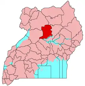 Harta districtului Apac în cadrul Ugandei