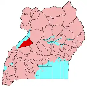 Harta districtului Hoima în cadrul Ugandei