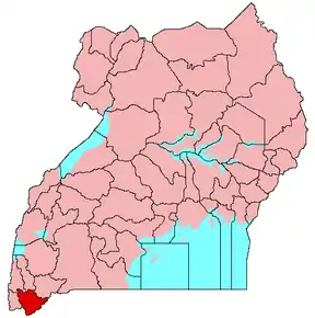 Harta districtului Kabale în cadrul Ugandei