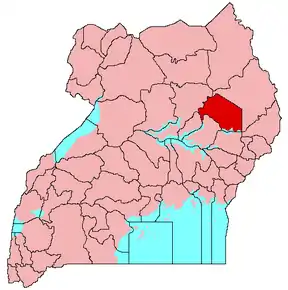 Harta districtului Katakwi&nbsp; în cadrul Ugandei