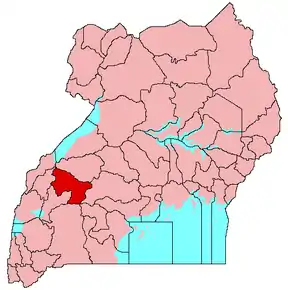 Harta districtului Kyenjojo în cadrul Ugandei