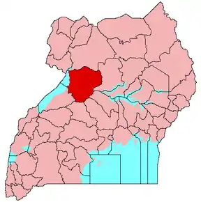Harta districtului Masindi în cadrul Ugandei
