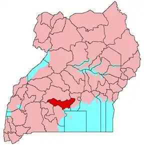 Harta districtului Mpigi în cadrul Ugandei
