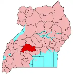 Harta districtului Mubende în cadrul Ugandei