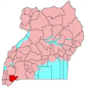 Harta districtului Ntungamo în cadrul Ugandei